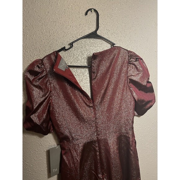 THEIA Mya Lurex Stretch jaquard v-neck midi dress with short sleeves Sz 6 - Picture 13 of 16